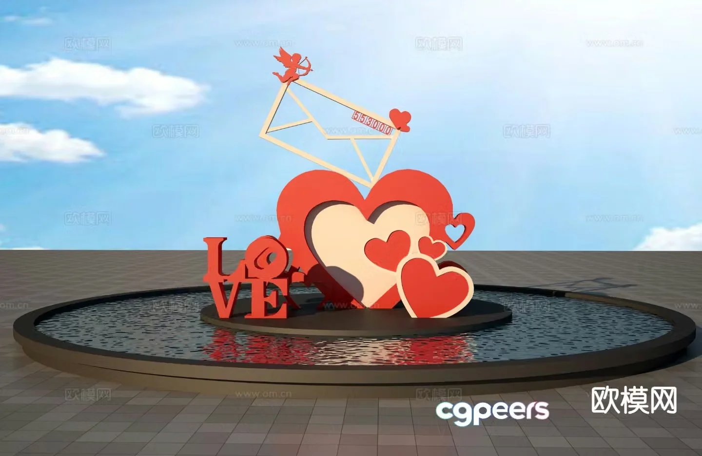 Love mail sculpture 3d model