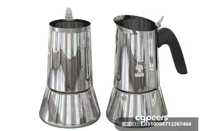 A Metal Coffee Pot 3D Model – 8741 – VRAY Render