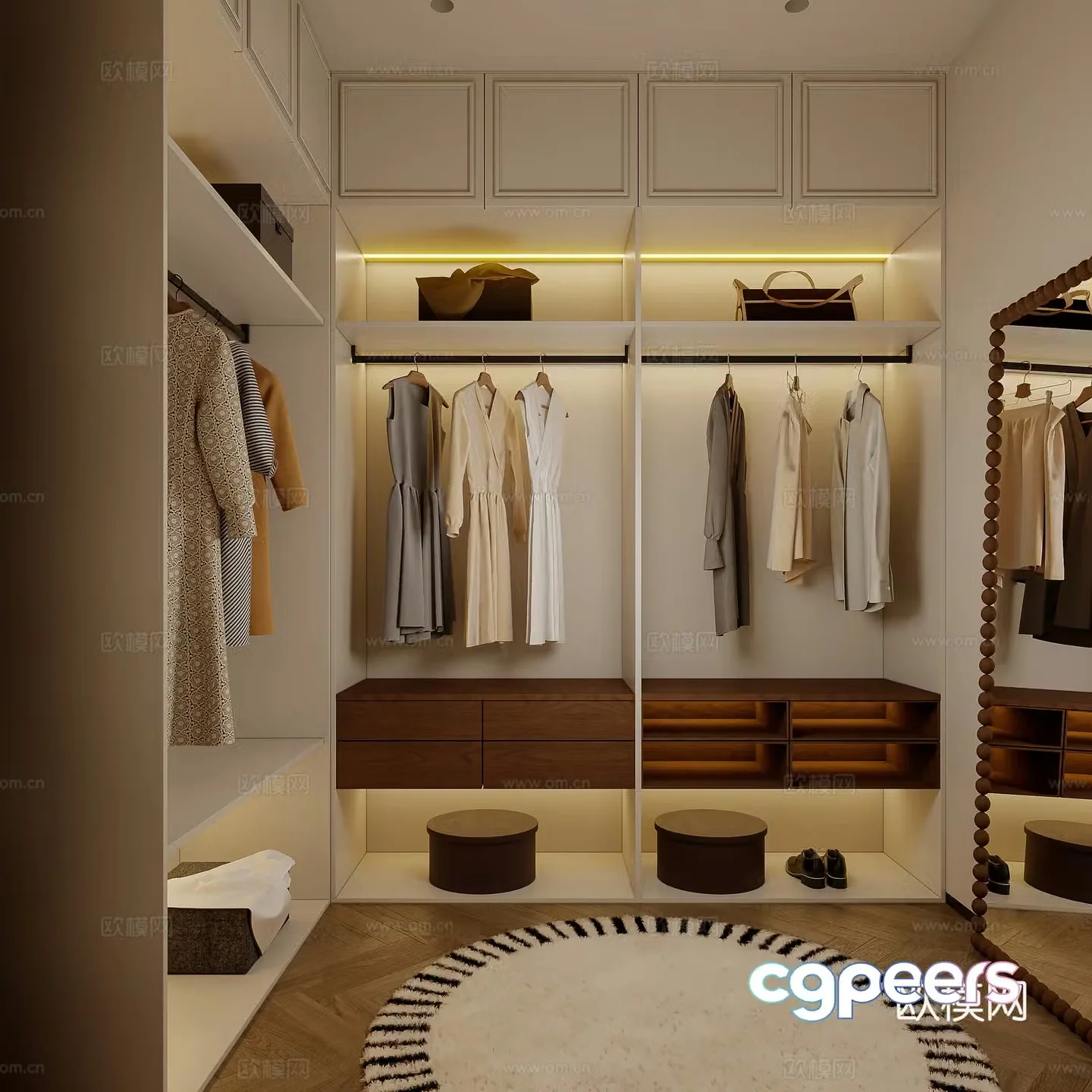 Modern minimalist cloakroom corner cloakroom open cloakroom 3d model