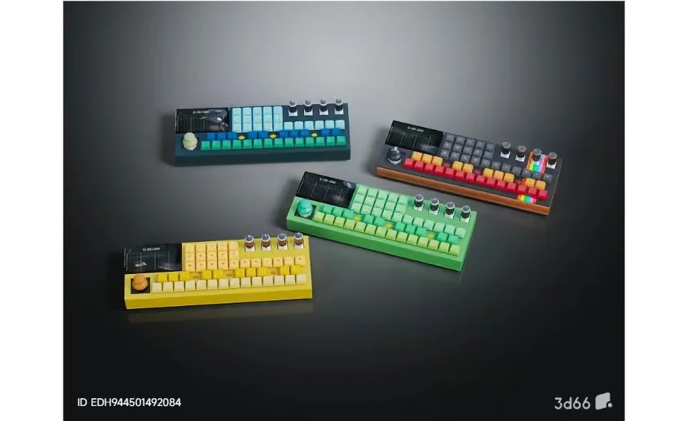 A Collection Of Colorful Keyboards 3D Model – 8246 – VRAY Render
