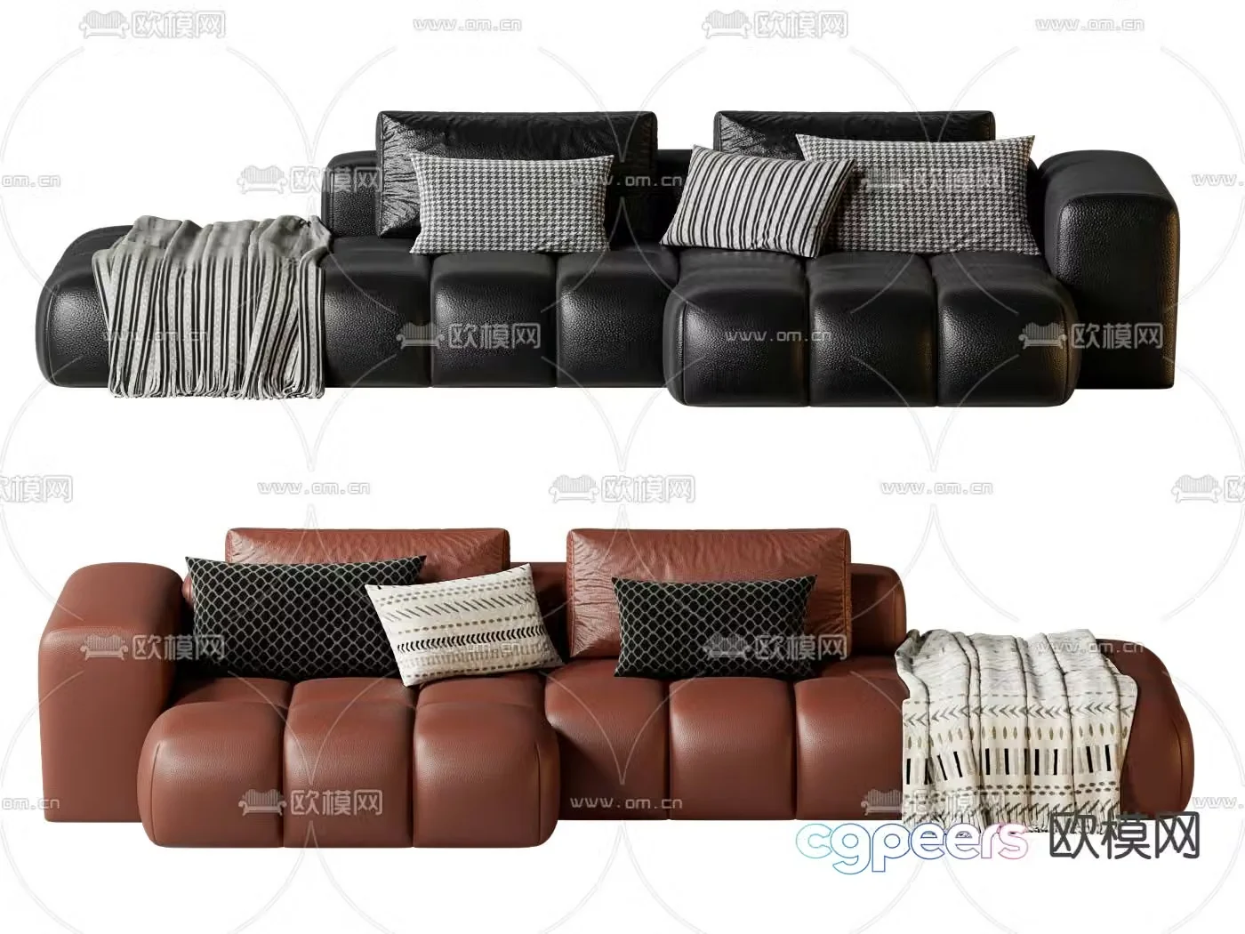 Italian minimalist sofa double sofa 3d model