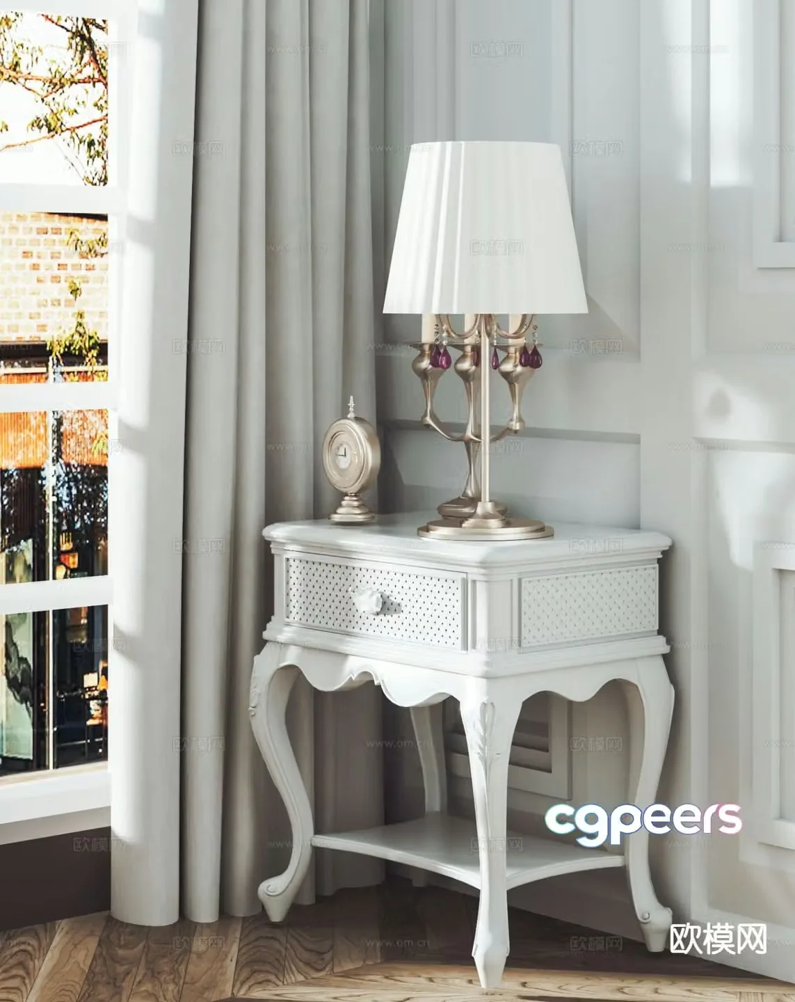 European style bedside table 3d model