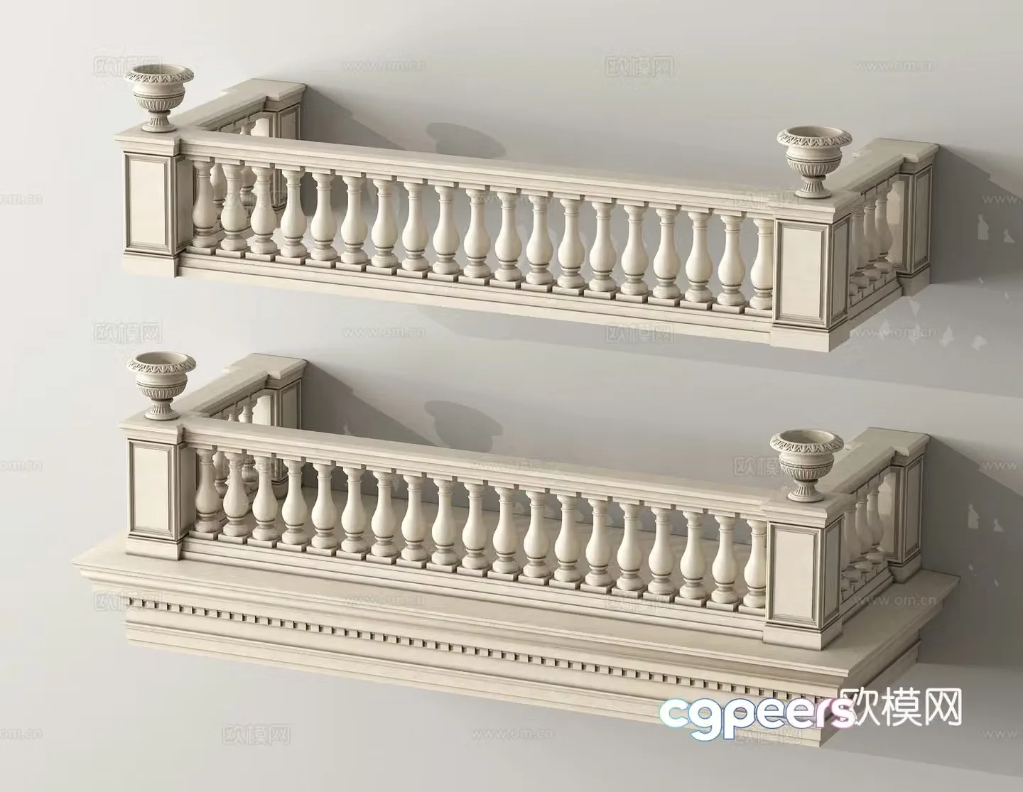 European-style balcony railing gypsum railing fence 3d model
