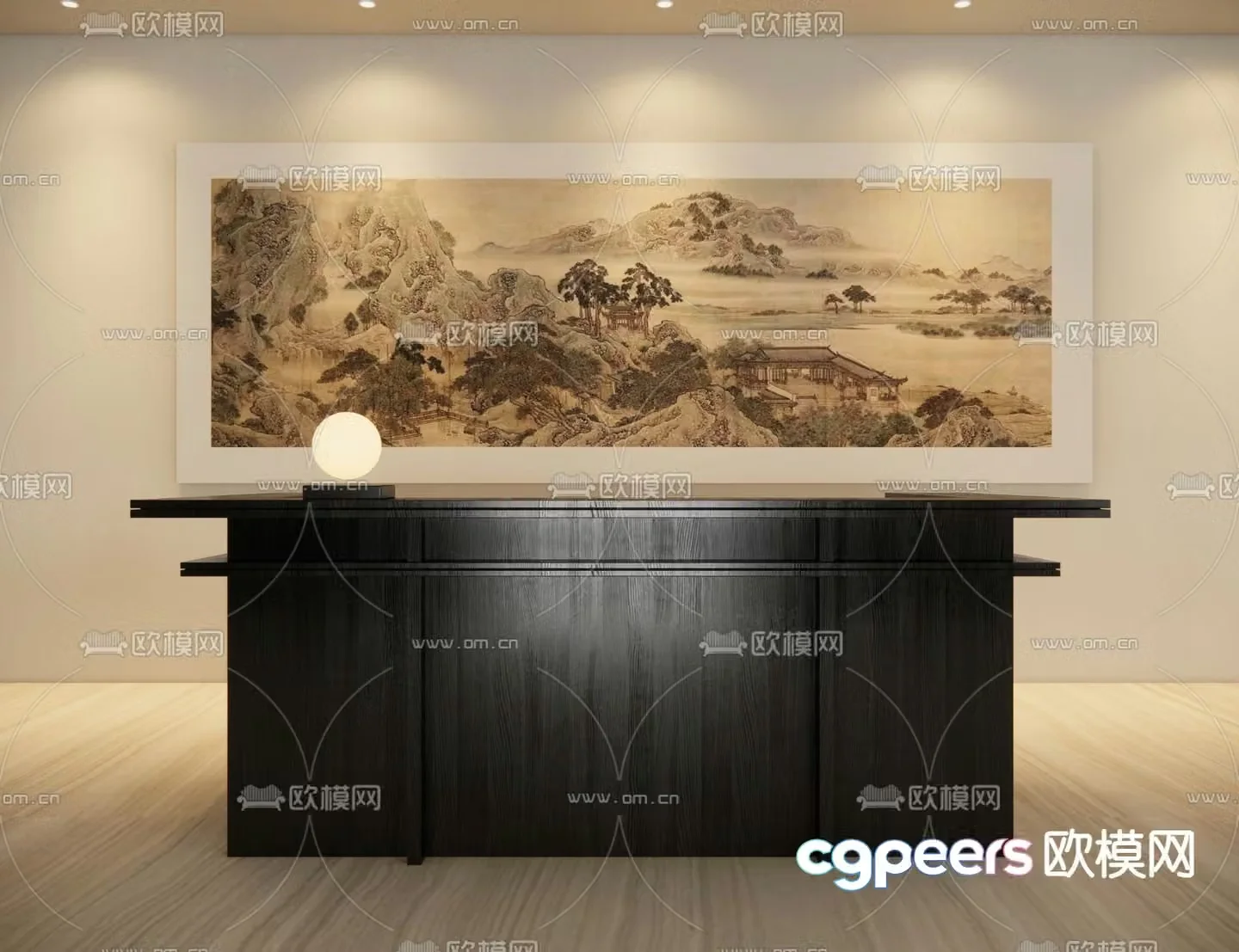 New Chinese style front desk service desk reception desk 3d model