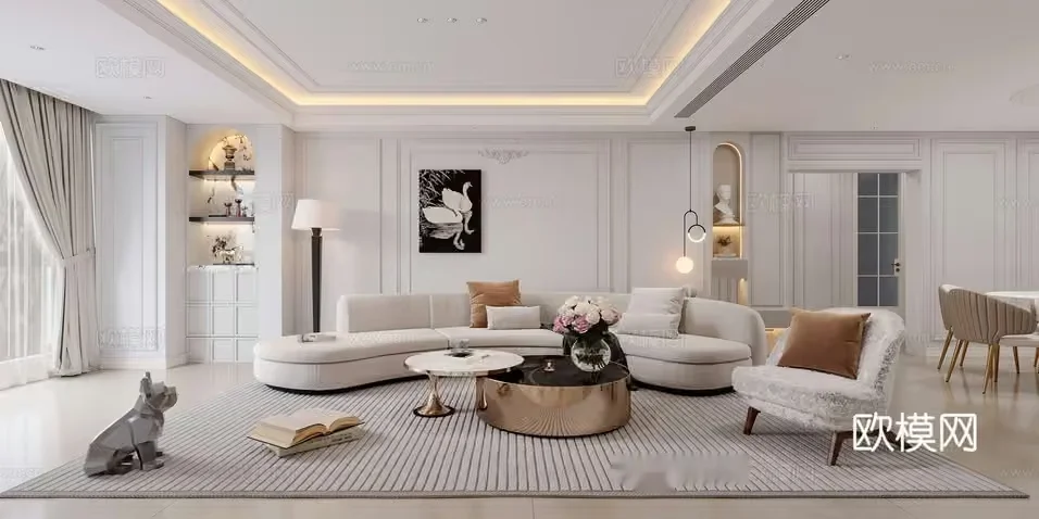 Modern Living Room 3D Model – 260 – CORONA Render