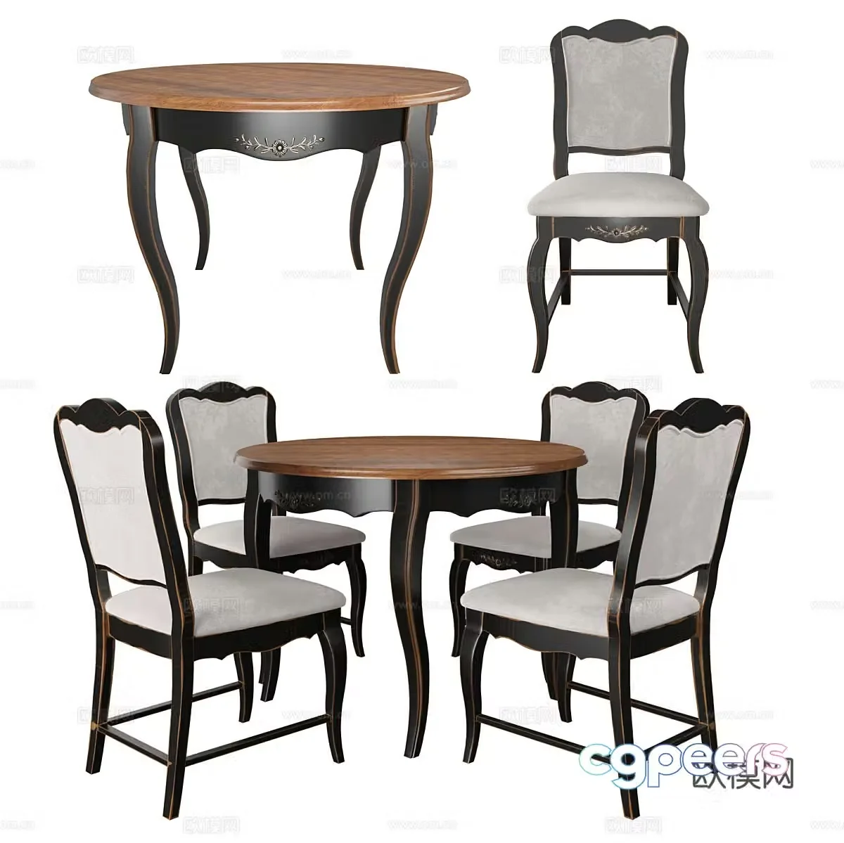 Round table and chair combination 3D model
