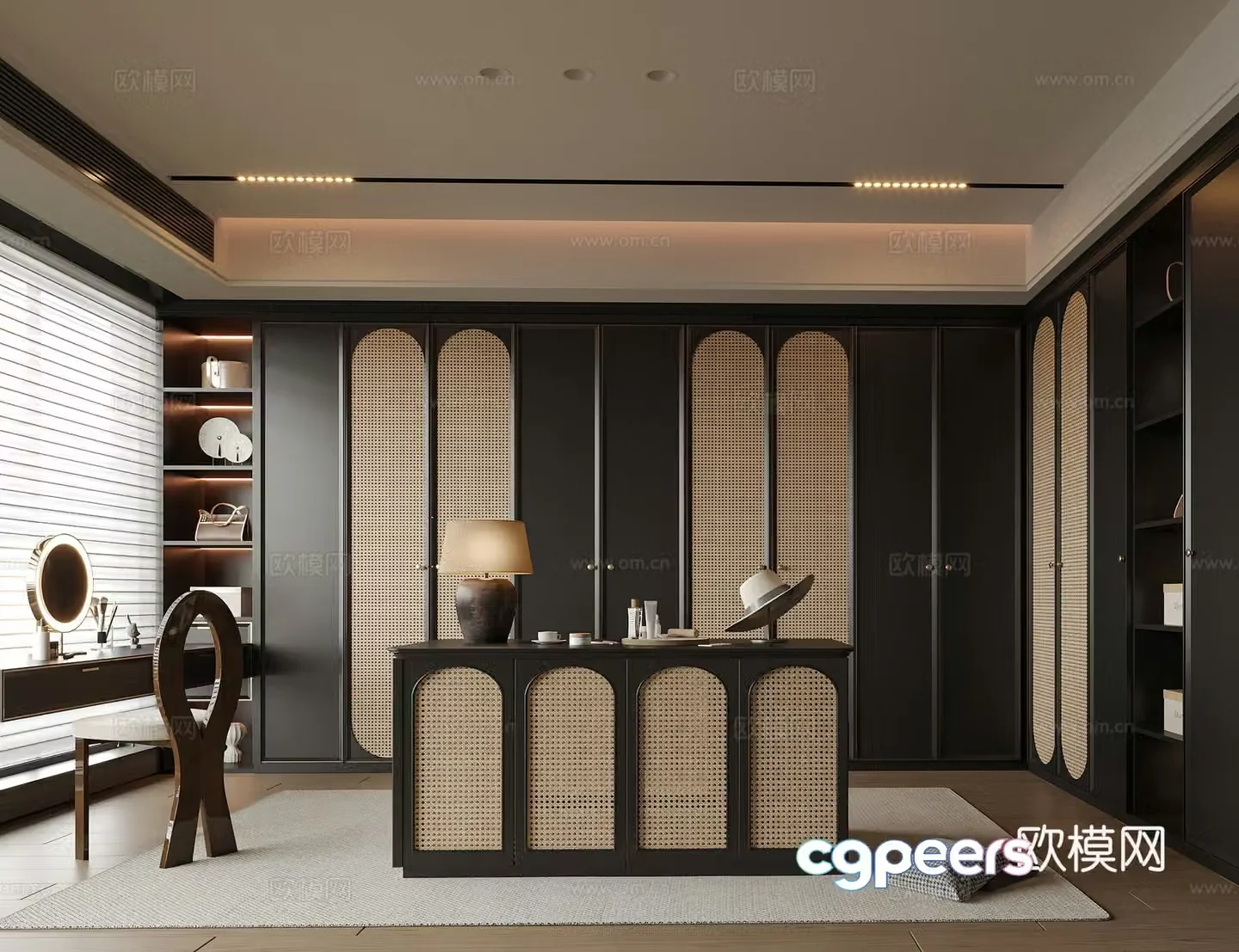 Modern island cloakroom wardrobe 3d model