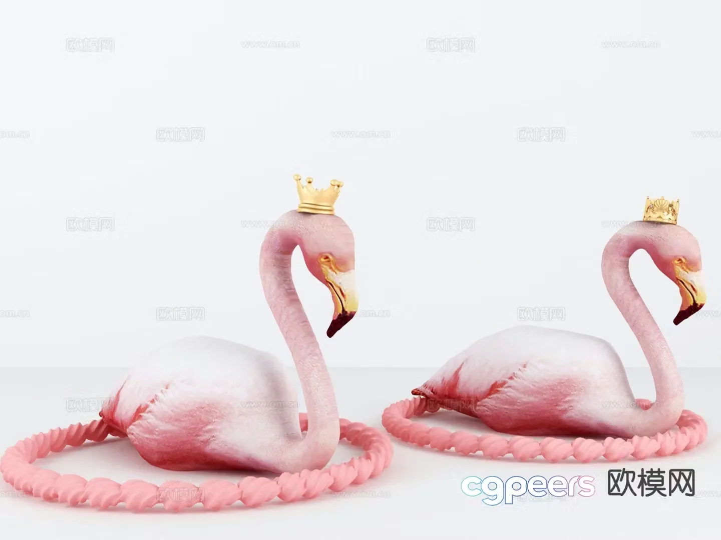Nordic internet celebrity flamingo sculpture ornament 3D model