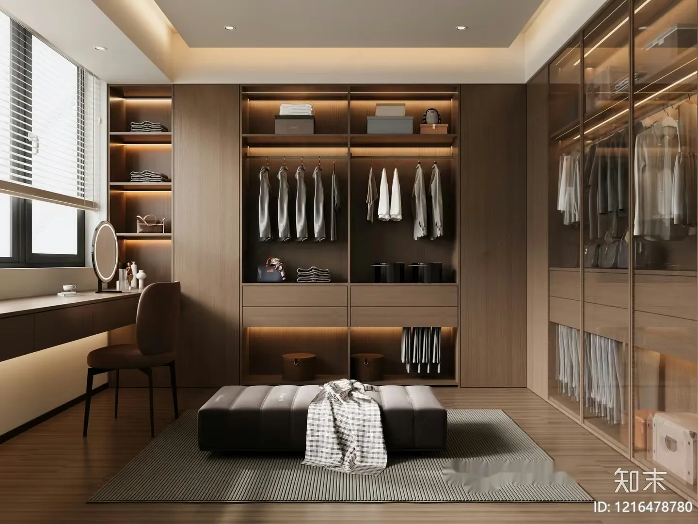 Modern Walk-In Closet 3D Model – 13785 – VRAY Render