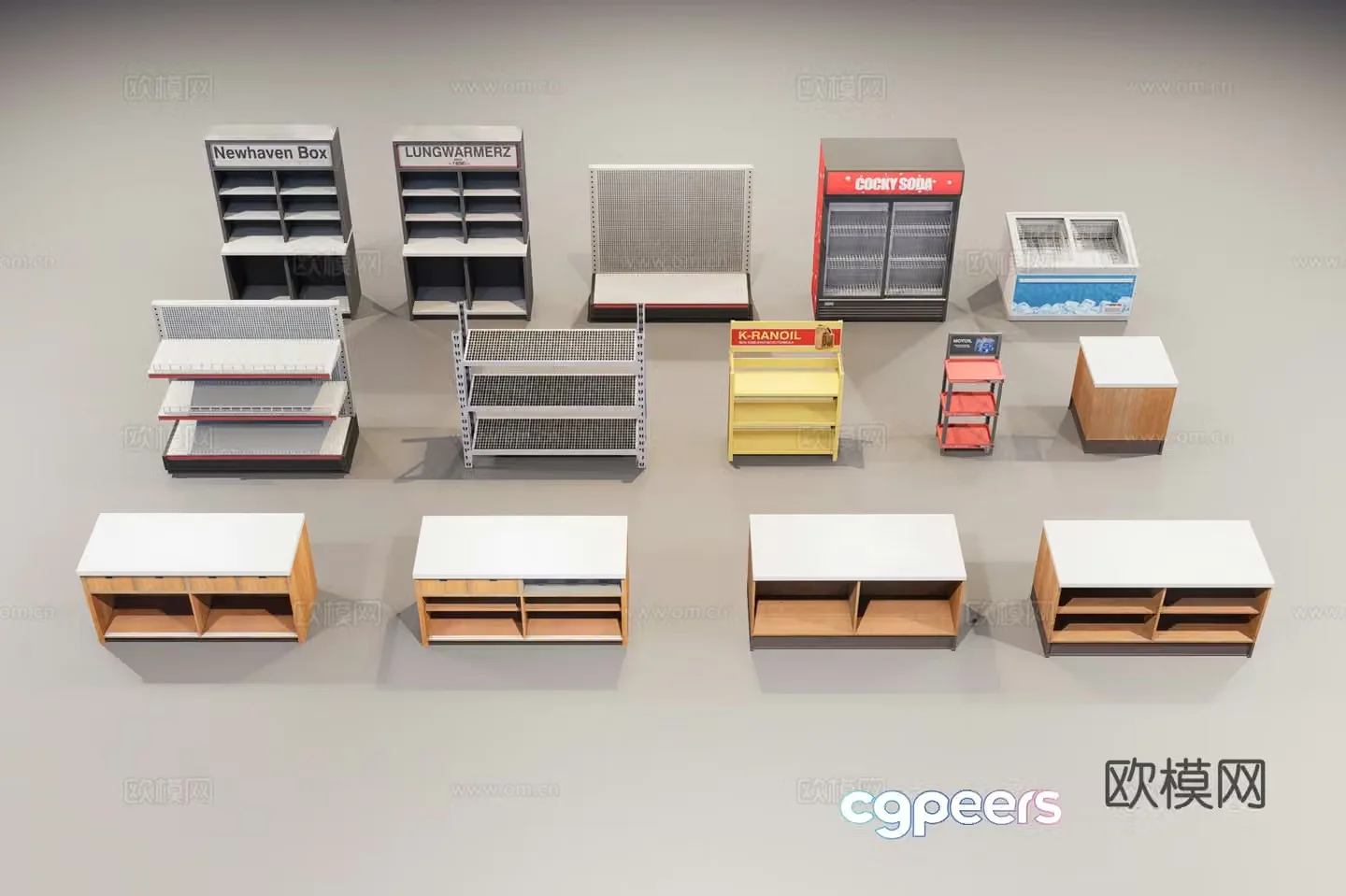 Supermarket shelf freezer 3d model
