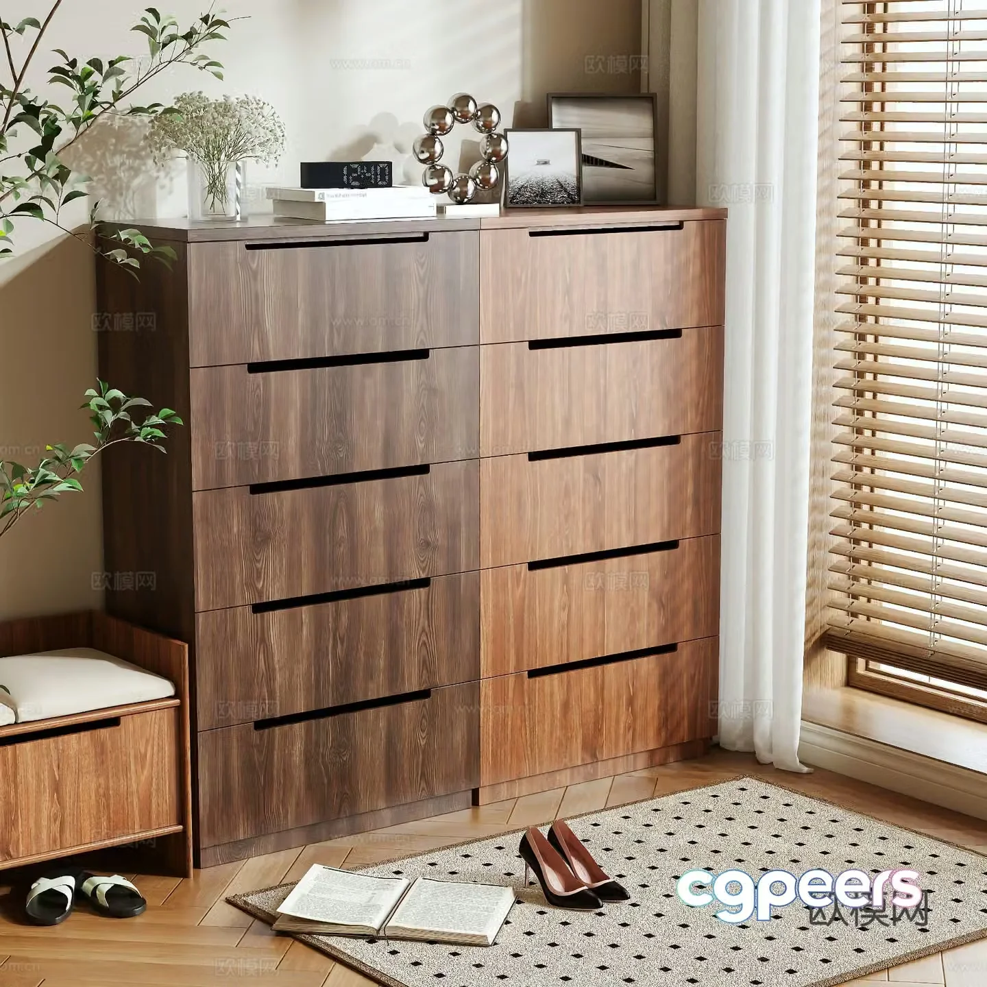 Wabi-sabi shoe cabinet 3d model