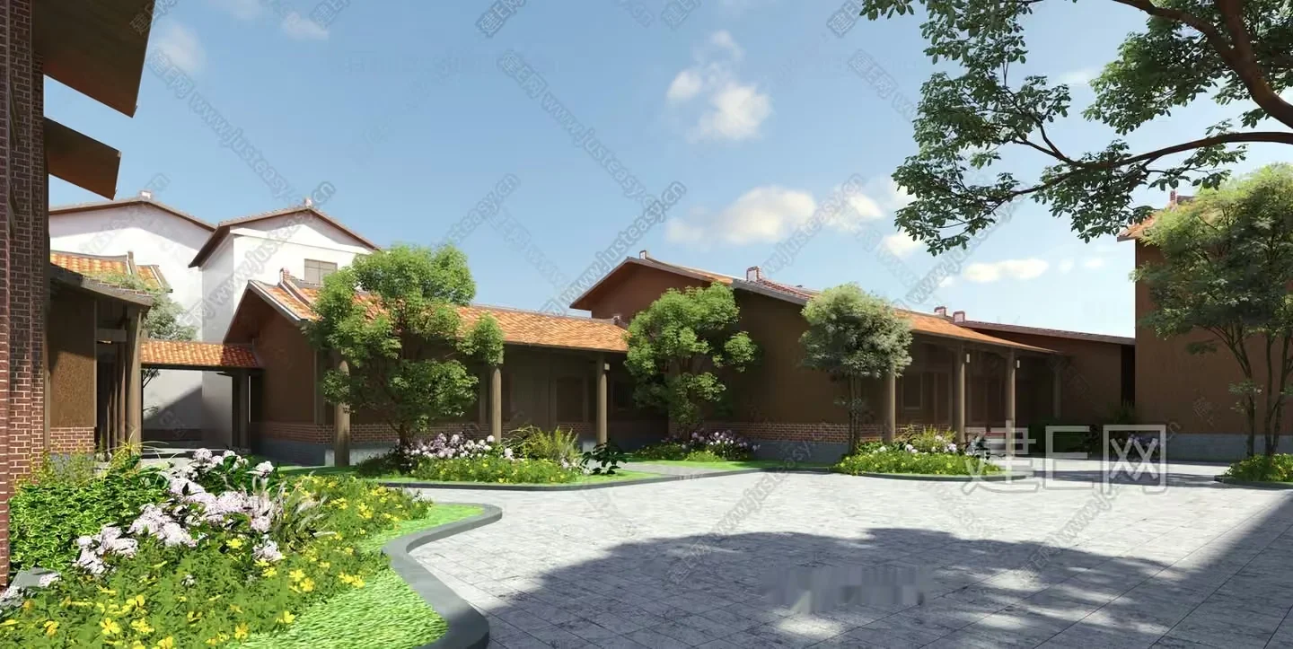 A House With A Courtyard 3D Model – 1876 – VRAY Render