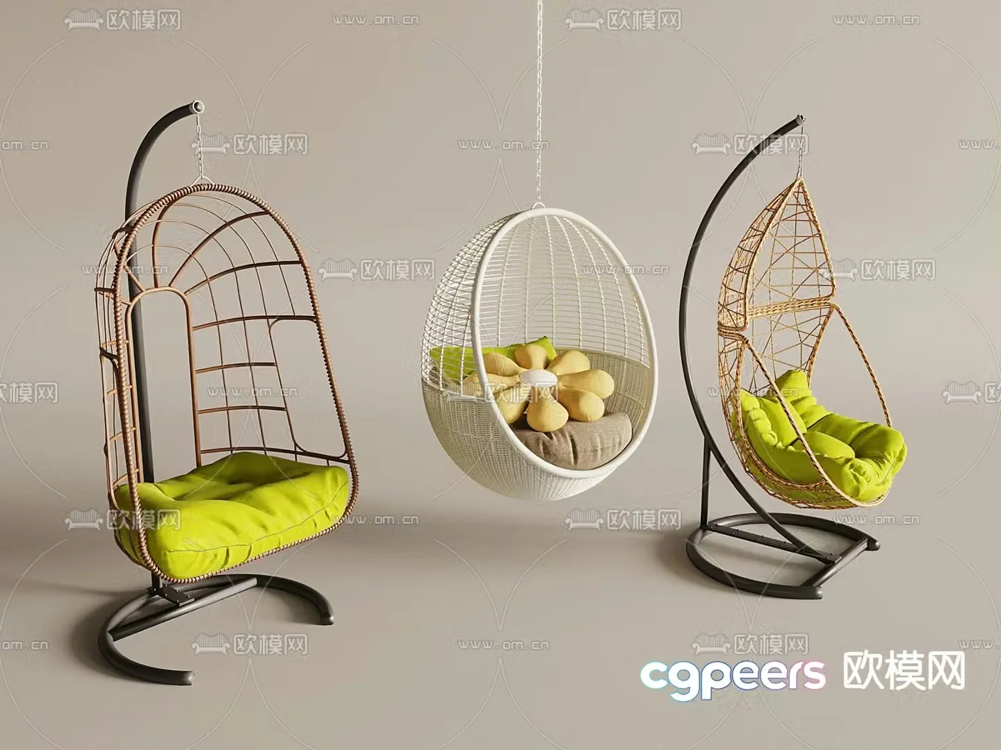 ins bird’s nest hanging chair internet celebrity hanging basket lazy cradle chair rattan rocking chair 3d model