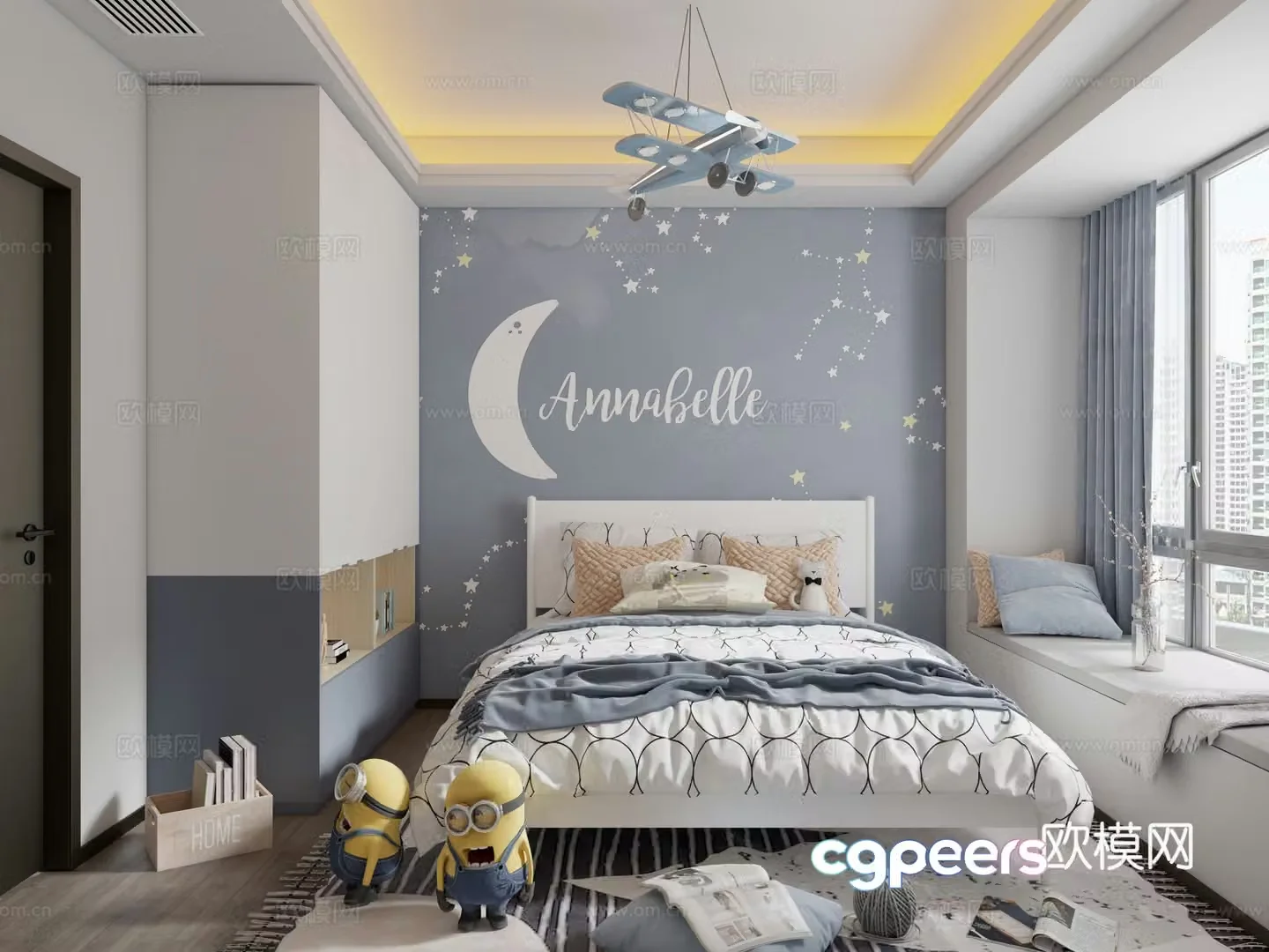 Modern children’s room bedroom 3d model