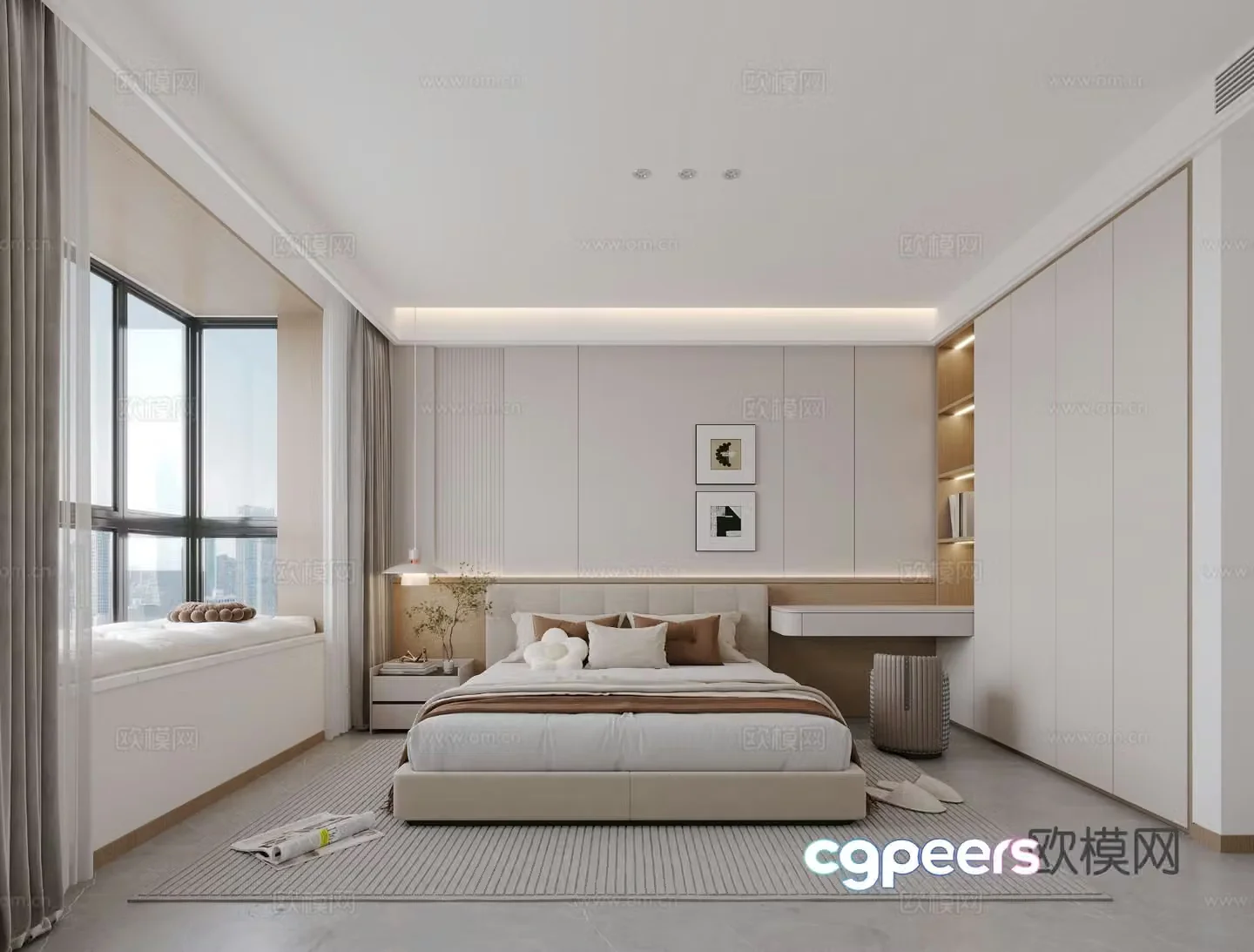 Modern minimalist bedroom master bedroom 3d model