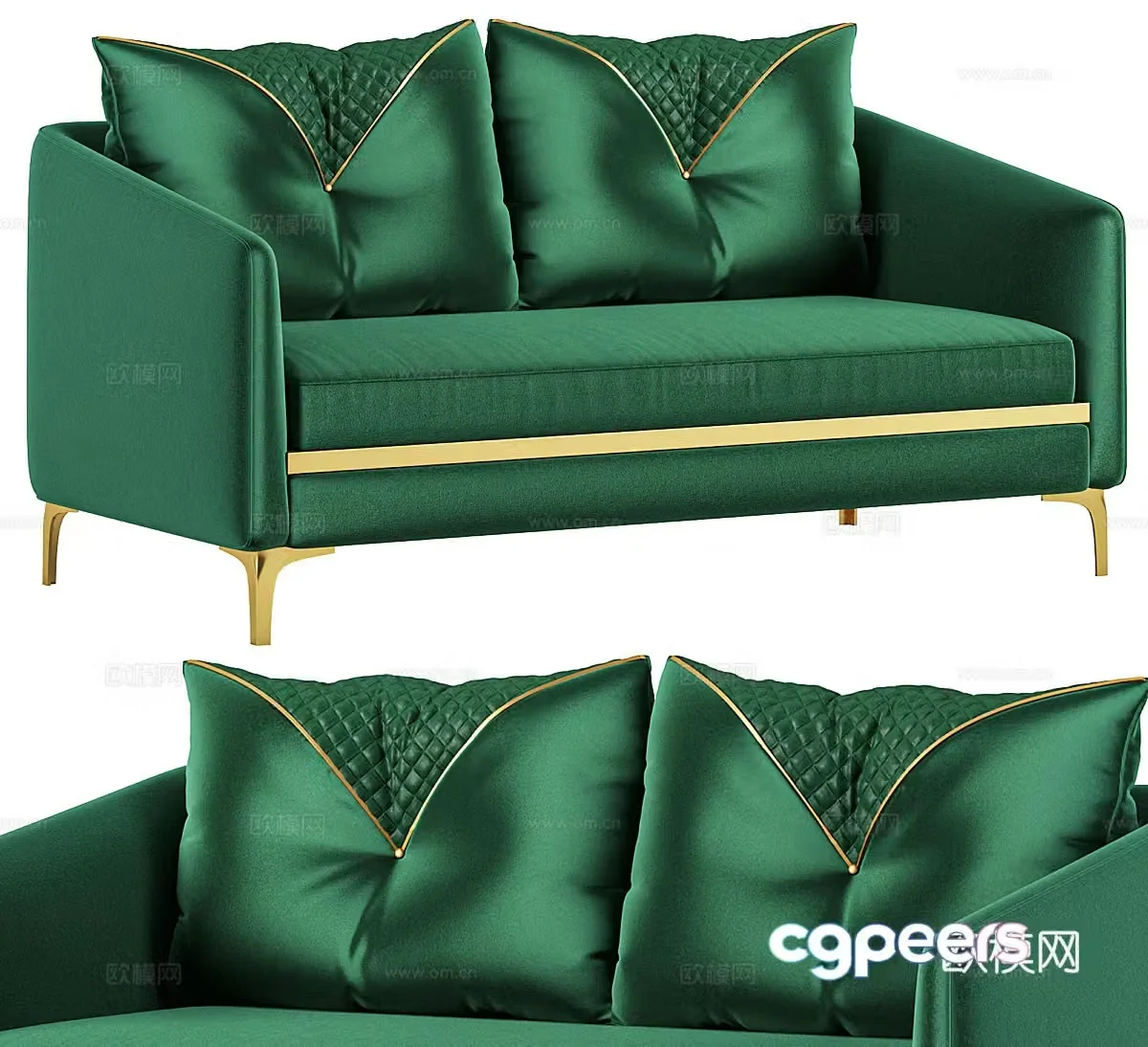 Double sofa small sofa fabric sofa silk sofa negotiation sofa reception area sofa 3D model