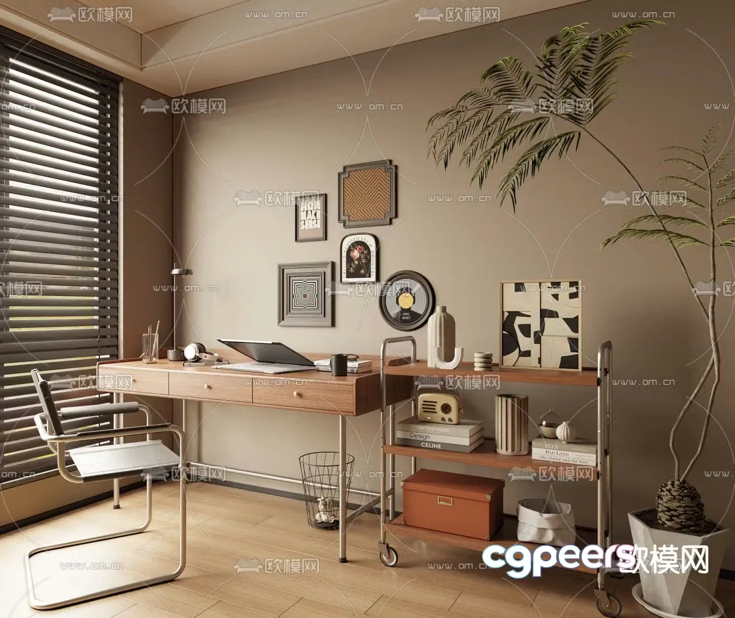 Medieval style desk writing desk computer desk side table 3D model