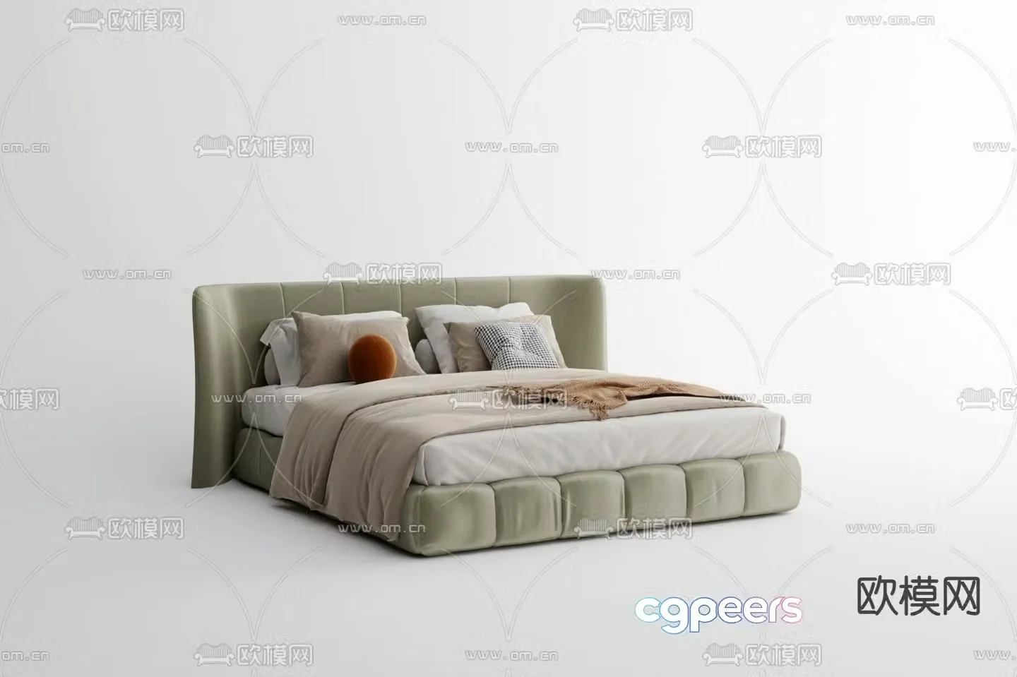 Modern double bed 3d model