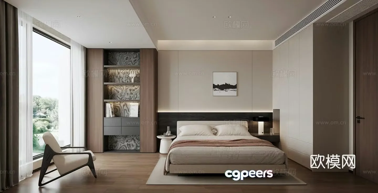 Italian minimalist bedroom-2014 bedroom bed single chair 3d model