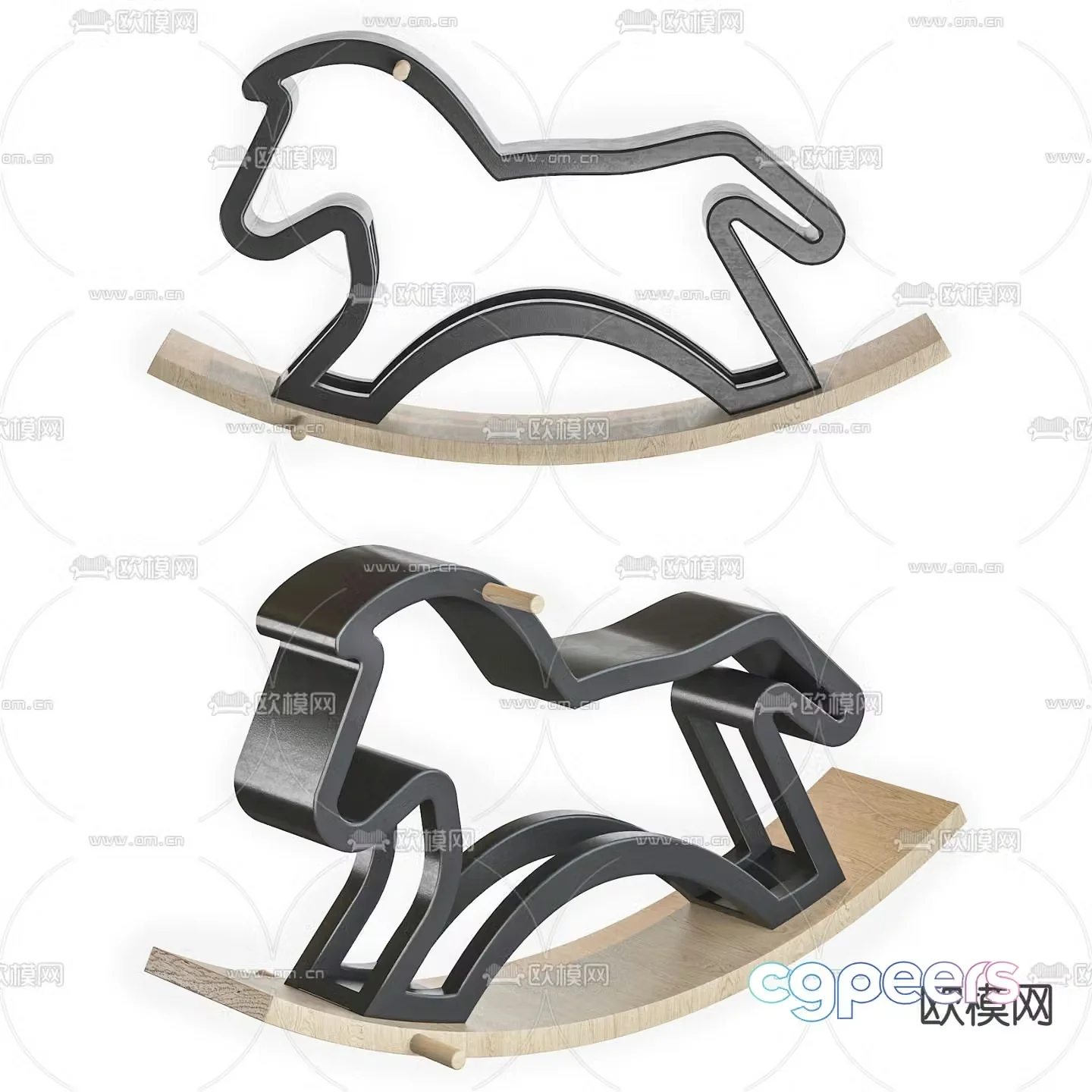 Modern children’s rocking horse toy 3d model