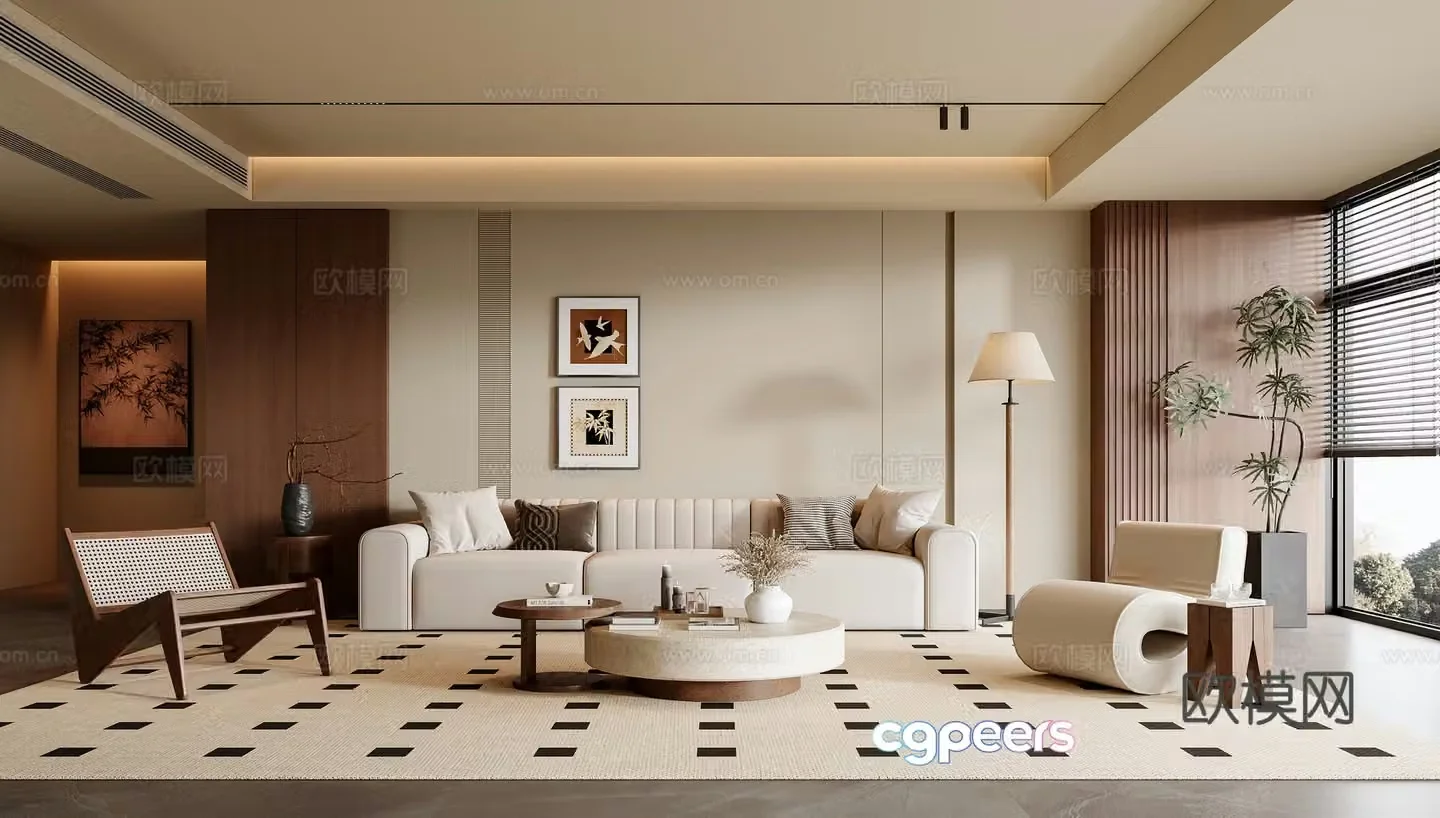 Middle-aged living room 3d model