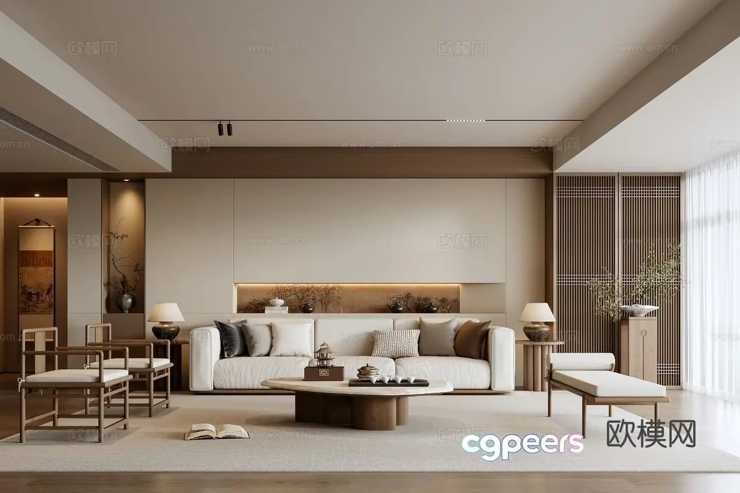 New Chinese style living room Song style living room 3D model