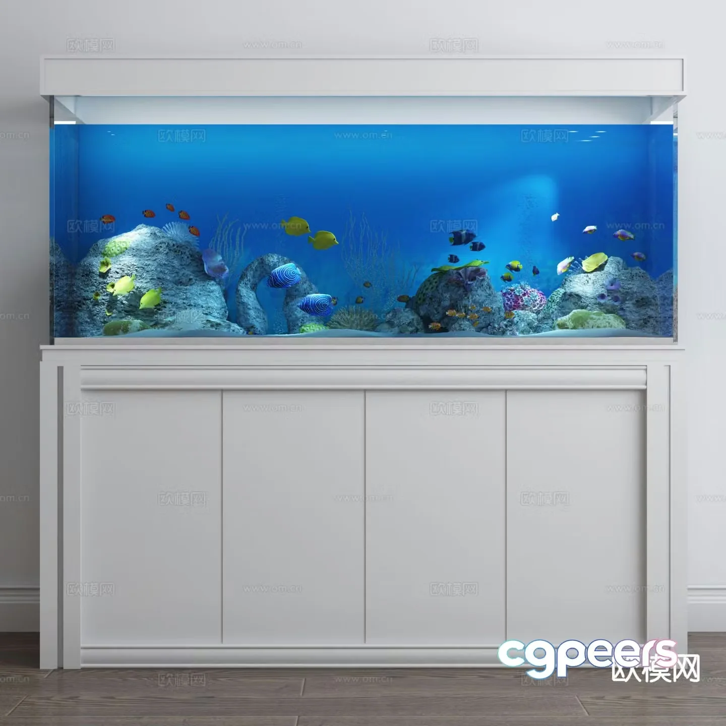 Modern aquarium fish tank ornamental fish 3d model