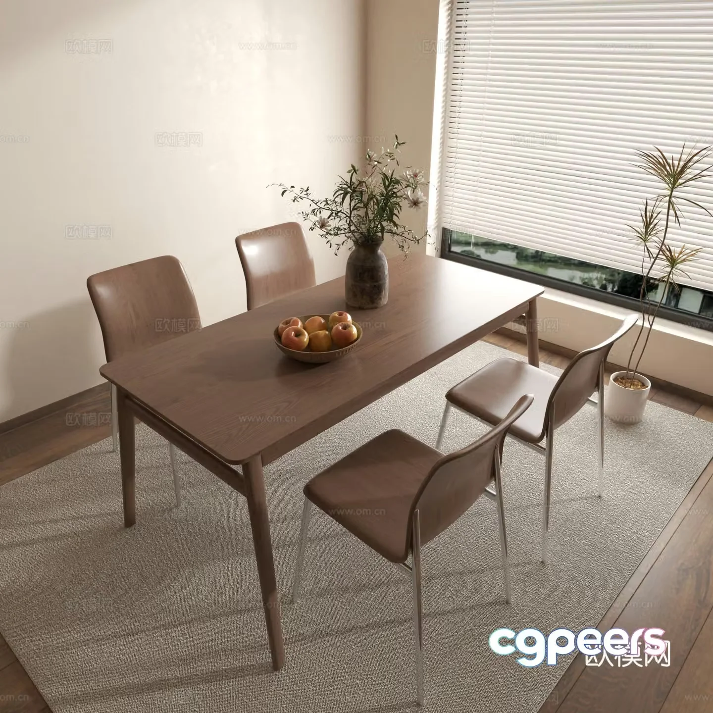 Modern dining table medieval dining table wabi-sabi dining table dining table chair 3d model