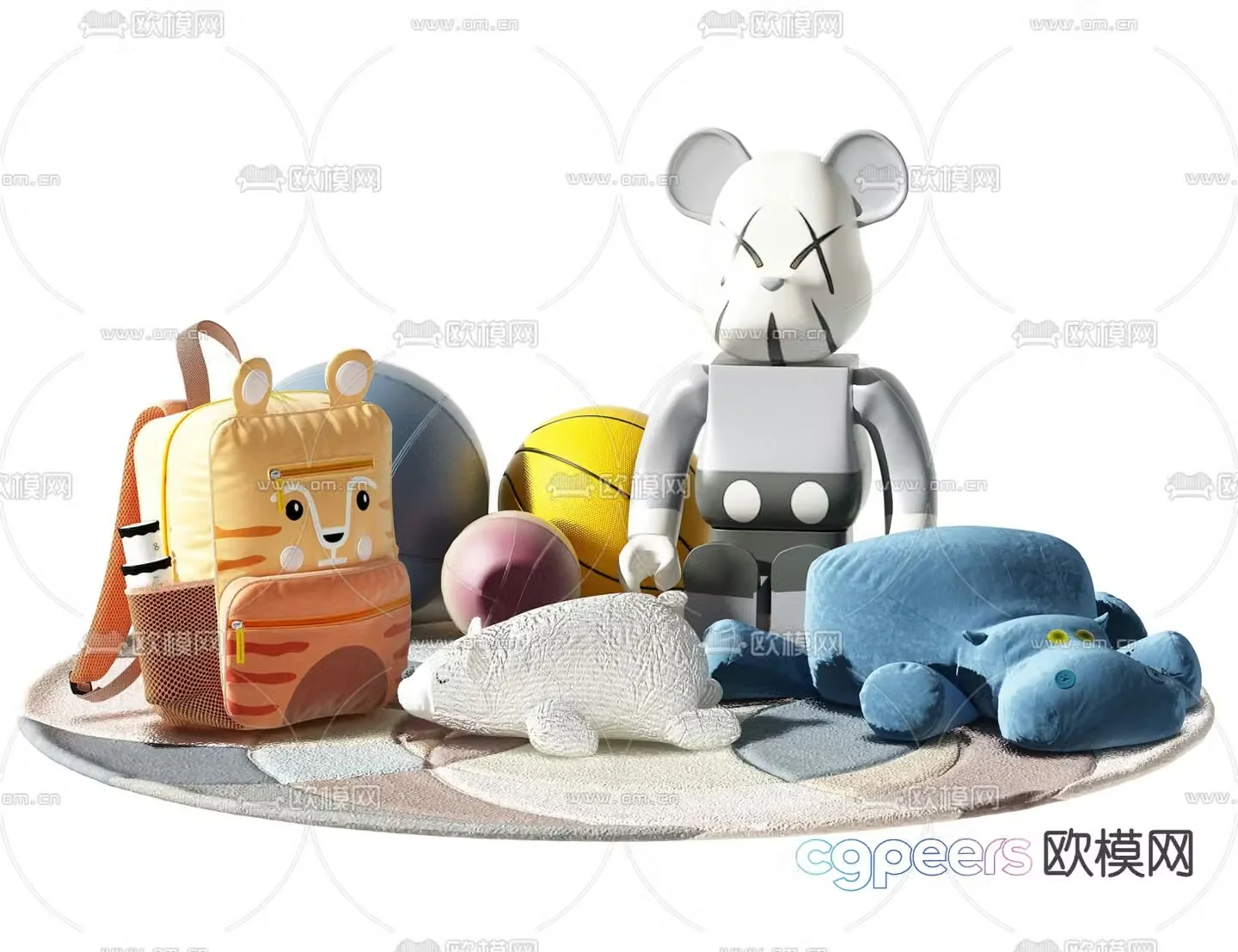 Modern children’s schoolbag plush toy 3d model