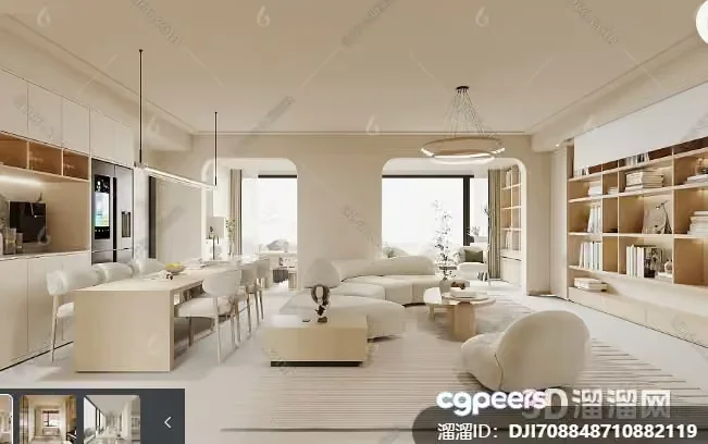 Modern Living Room 3D Model – 5019 – CORONA Render