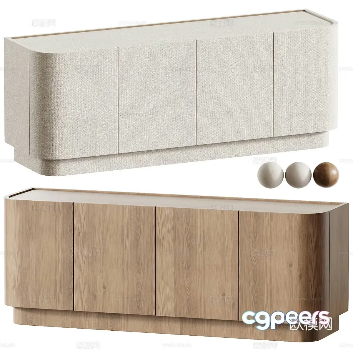 Modern Italian cream-style TV cabinet side cabinet 3d model