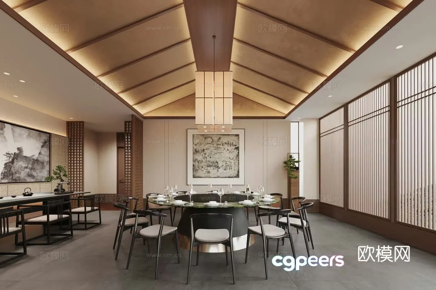New Chinese restaurant private room 3D model