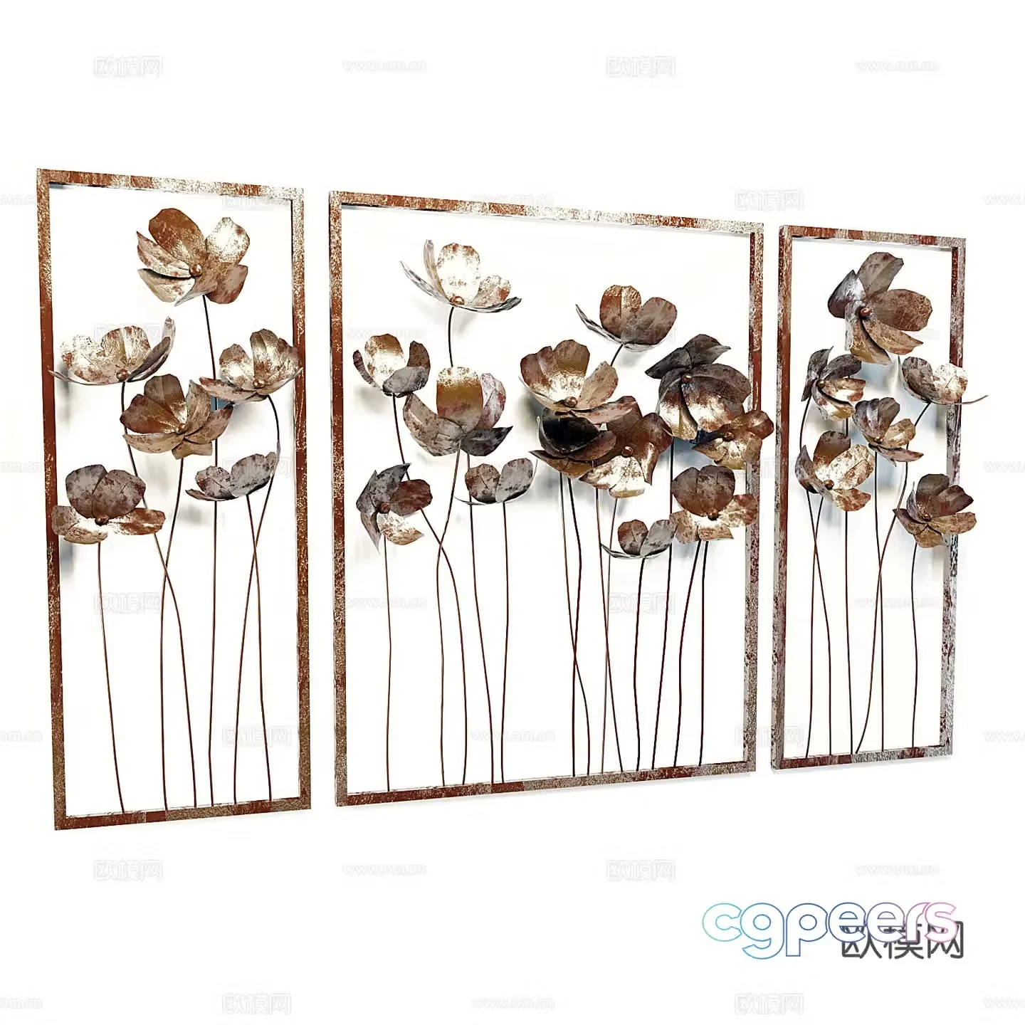 New Chinese style light luxury metal blade decorative component 3D model