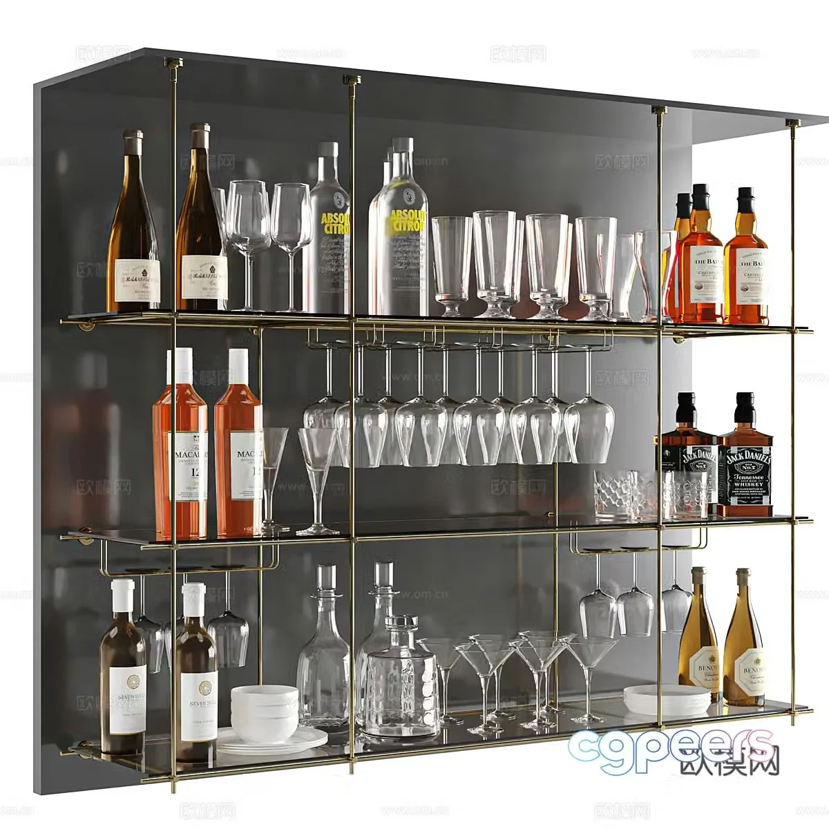 Industrial style wine cabinet wine utensils red wine wine glass goblet red wine glass foreign wine 3D model