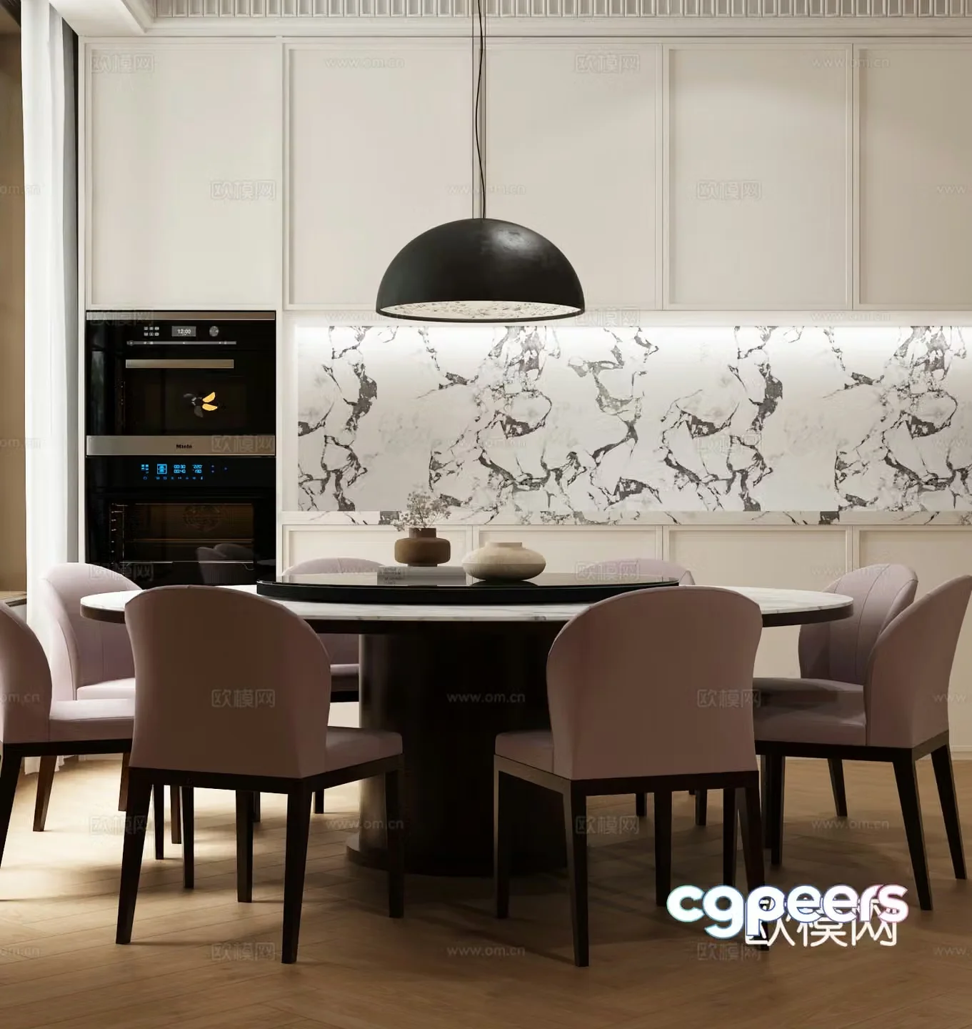 Modern Italian dining table and chair 3d model
