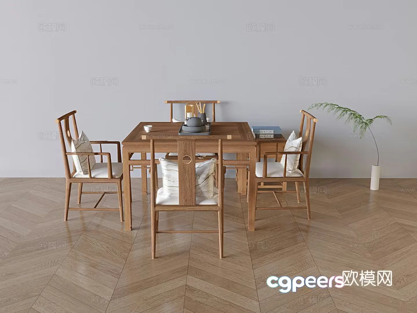 Chinese dining table and chairs Eight Immortals table 3D model