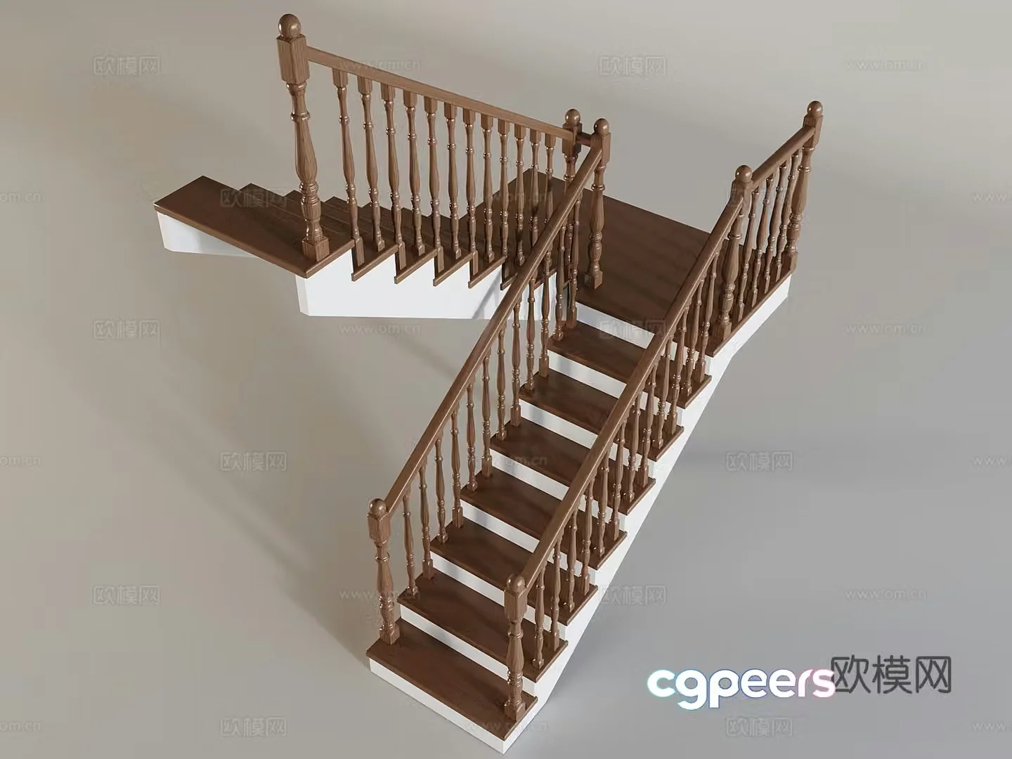 Medieval style handrail staircase corner staircase 3D model