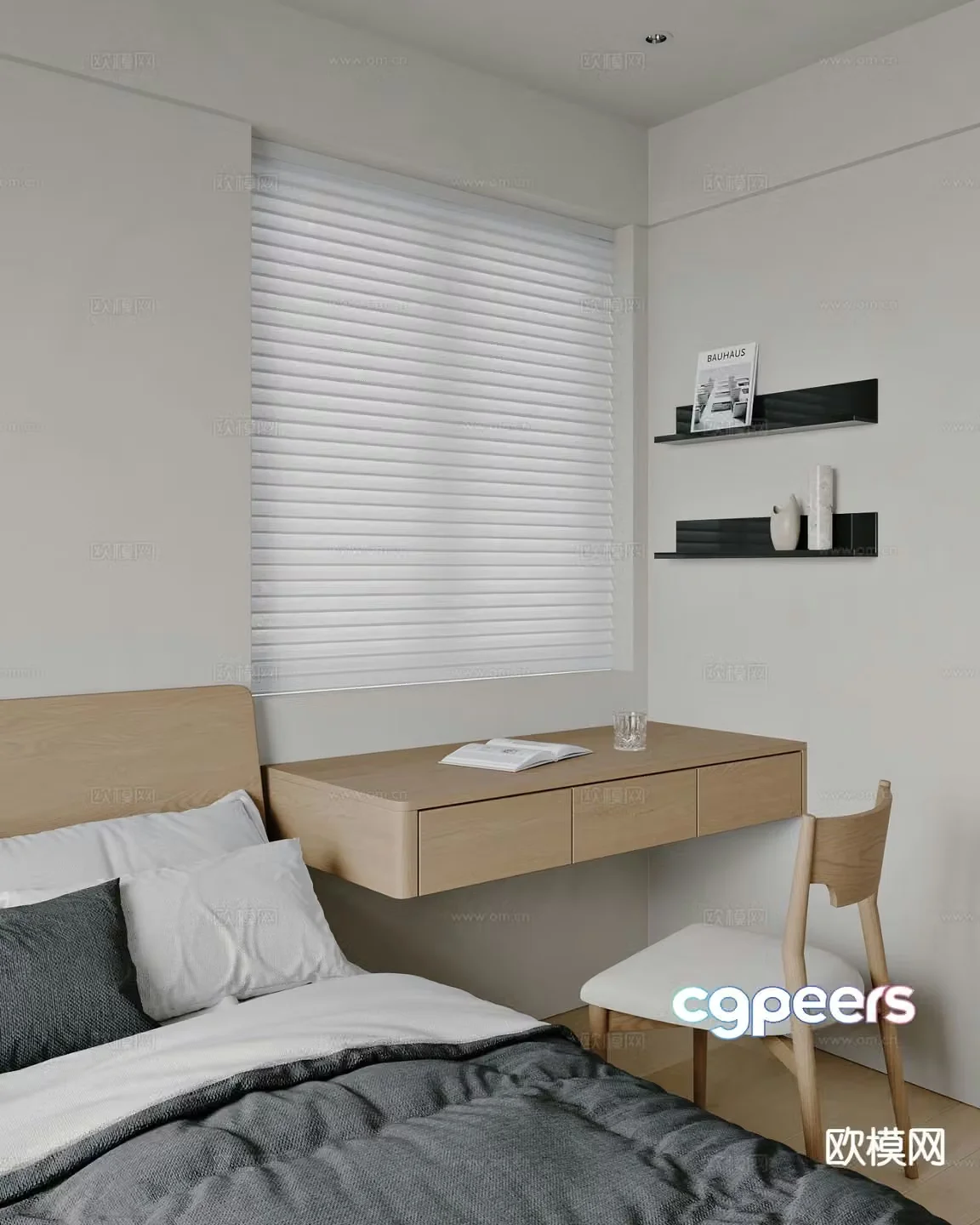 Modern second bedroom bedroom 3d model