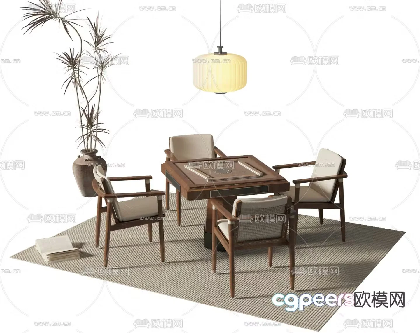 Medium style mahjong table 3d model