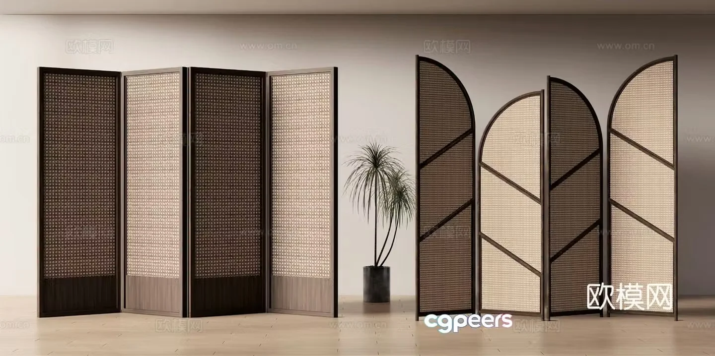 New Chinese style folding screen 3d model