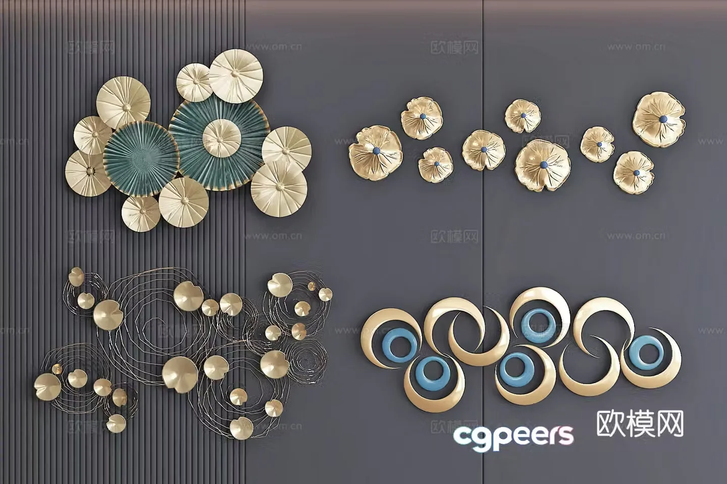 Modern light luxury wall decoration pendant three-dimensional painting art installation 3d model