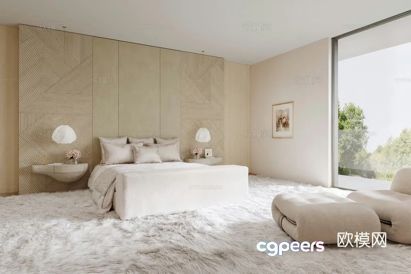 Modern master bedroom daughter room 3d model