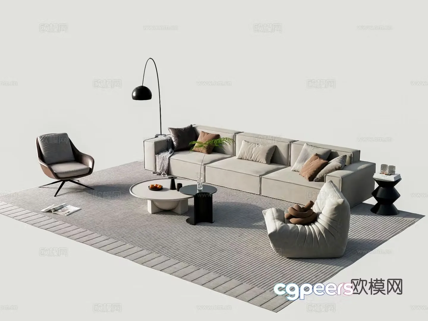 Modern sectional sofa 3d model