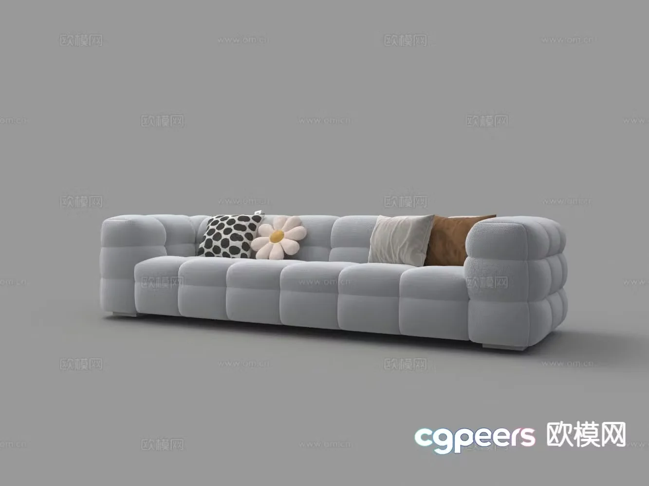 Modern multi-person sofa velvet sofa 3d model