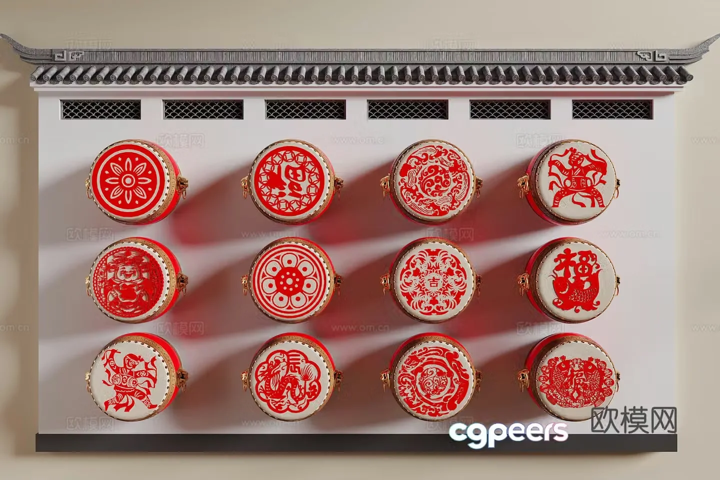 Chinese landscape wall 3D model