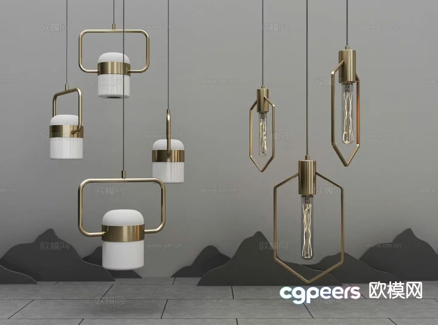 Light luxury bedside chandelier 3D model