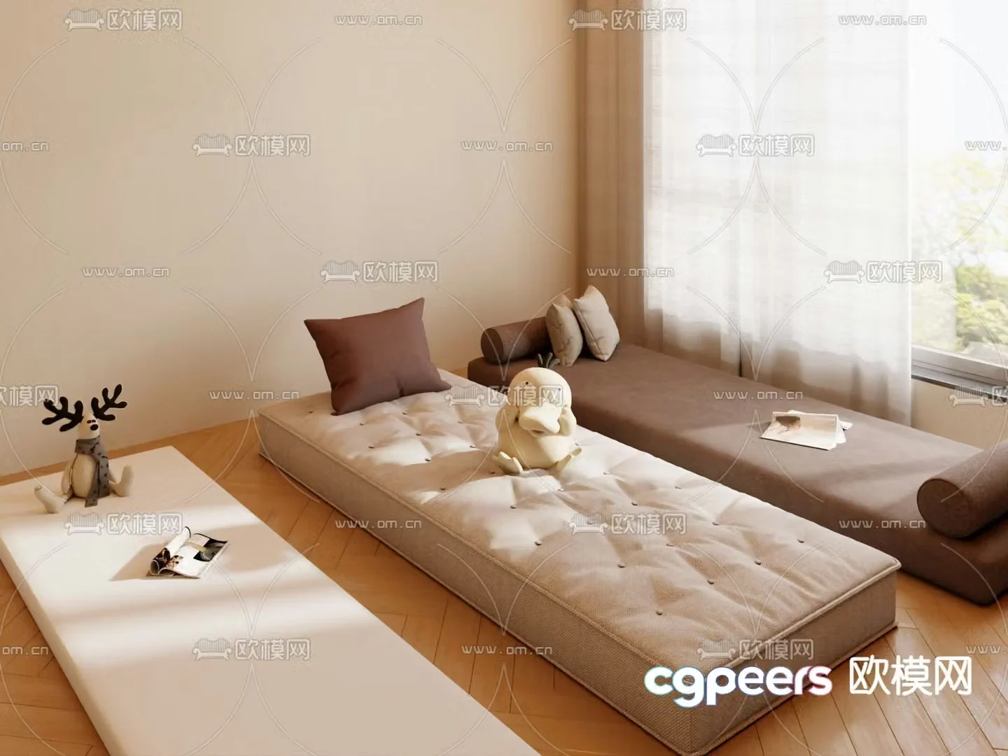 Cushion bay window cushion 3d model