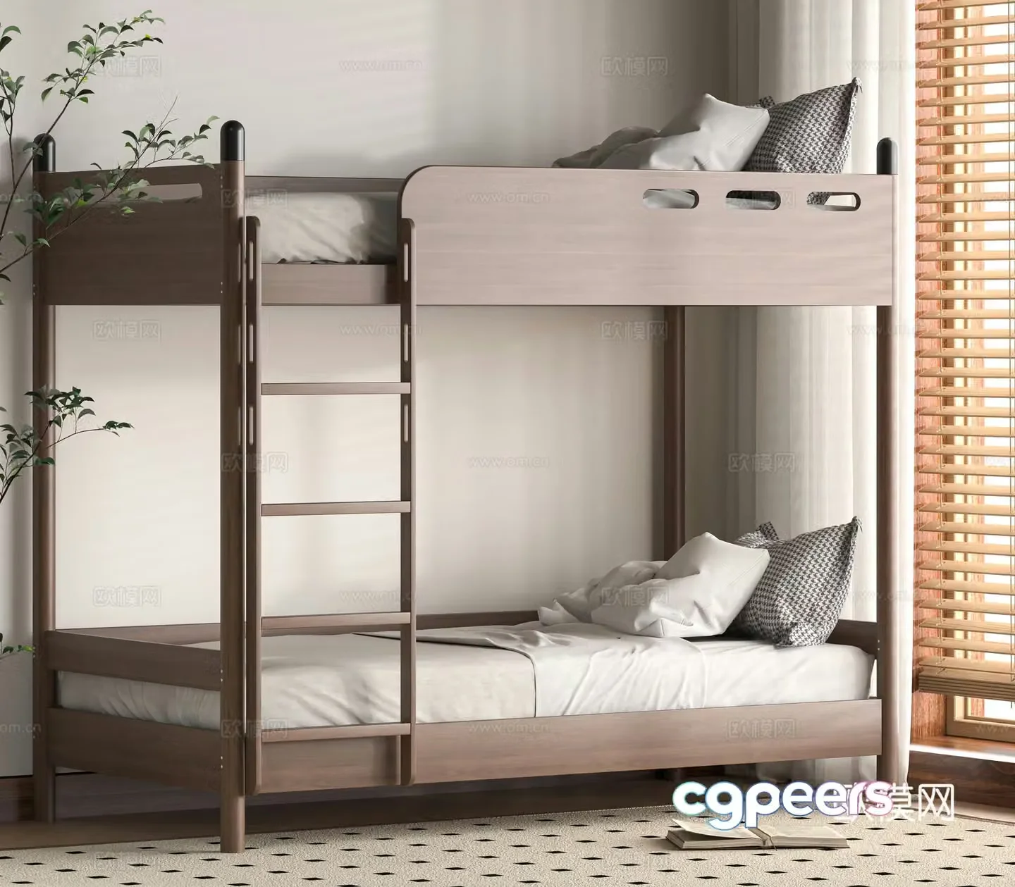 Modern solid wood 3D model