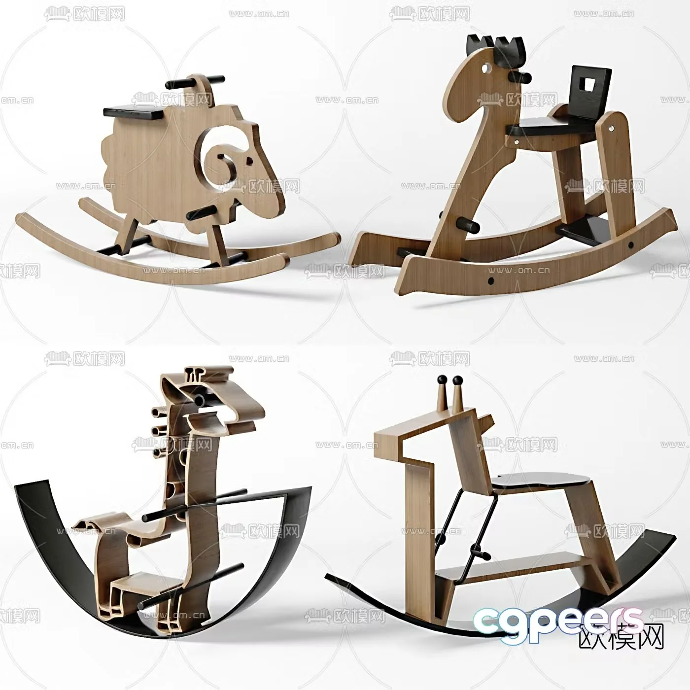 Modern children’s rocking horse toy 3d model