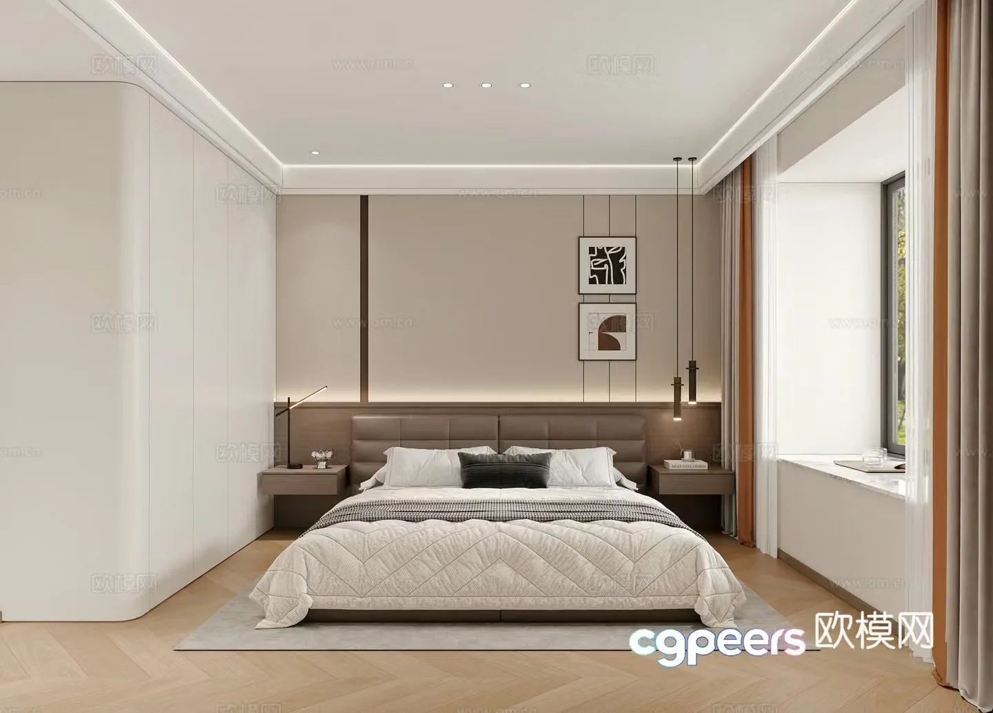 Bedroom Modern bedroom Bare window bedroom No owner light 3d model